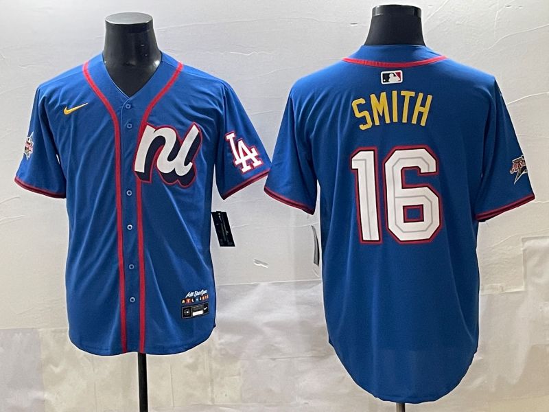 Men 2025 Los Angeles Dodgers #16 Smith Blue All star Blank Blue Nike MLB Jersey style 1